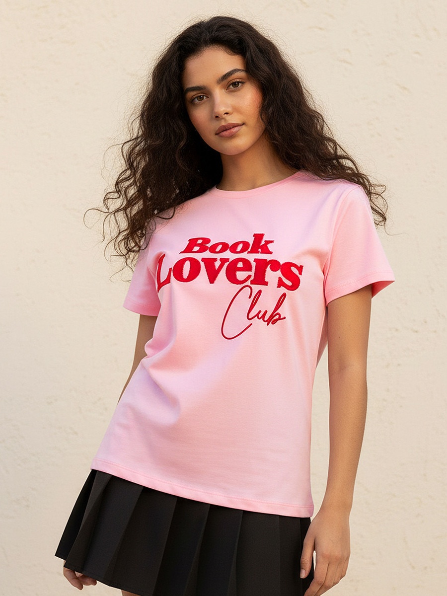 Cotton T-Shirt  with Typographic Embroidery