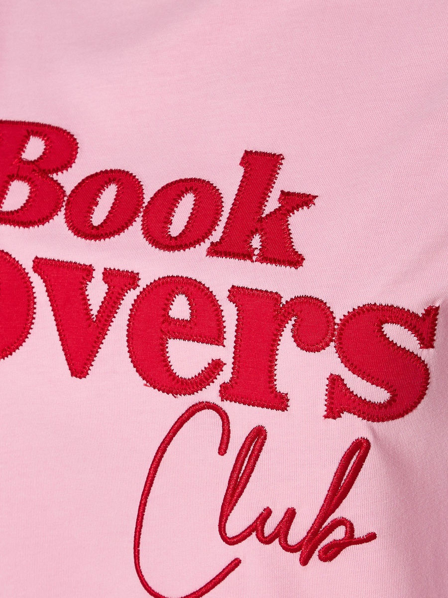 Cotton T-Shirt  with Typographic Embroidery