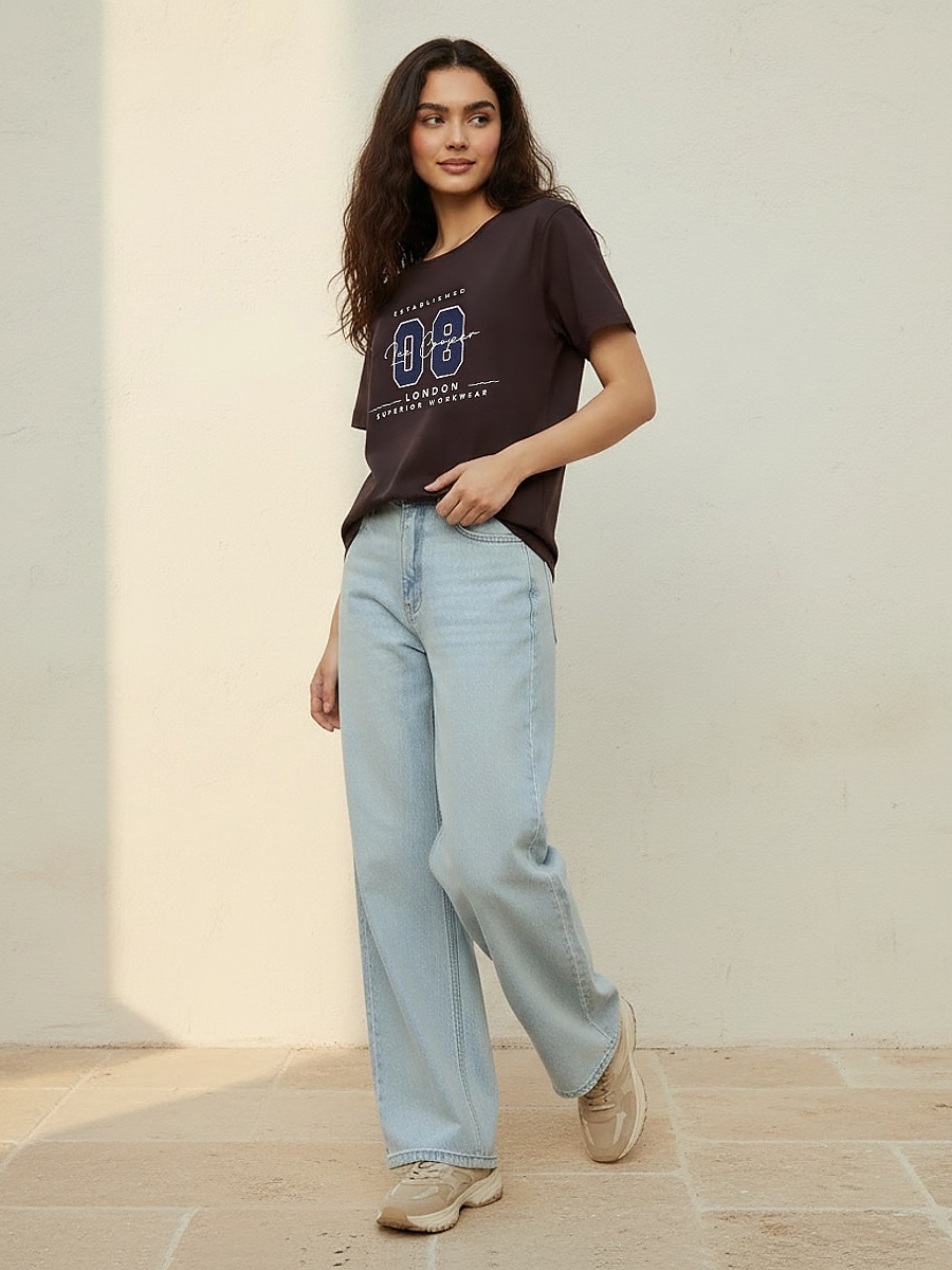 Relaxed Fit Cotton T-Shirt  with Embroidery