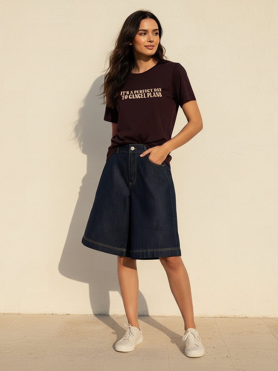 Cotton T-Shirt  with Slogan Print