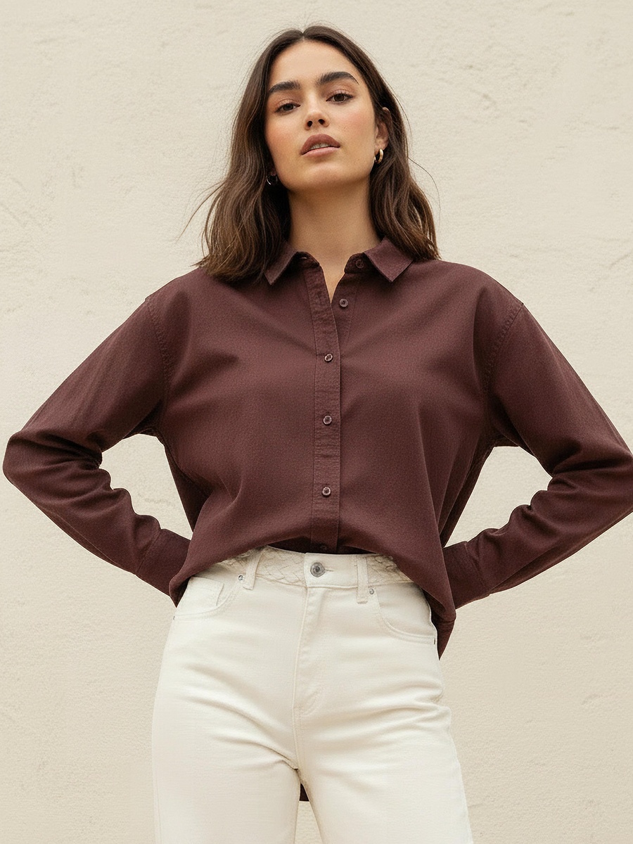 Oversized Cotton Shirt with High-Low Hem