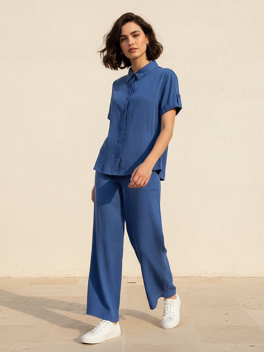 Lyocell Shirt with Roll-Up Sleeves