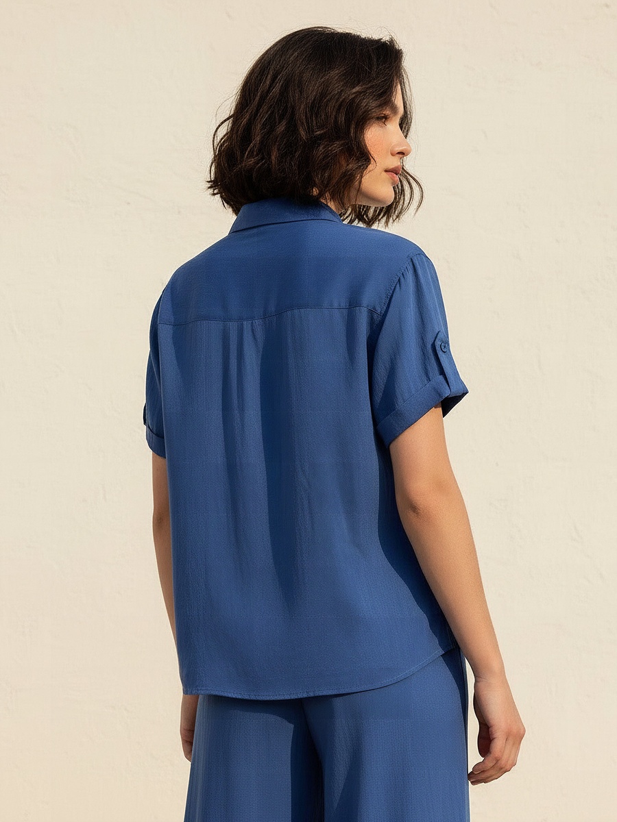 Lyocell Shirt with Roll-Up Sleeves
