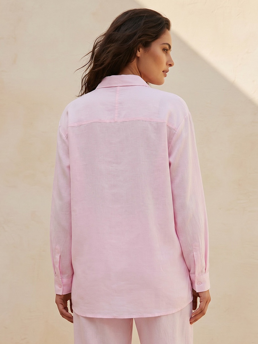 Oversized Linen Blend Shirt with Long Sleeves