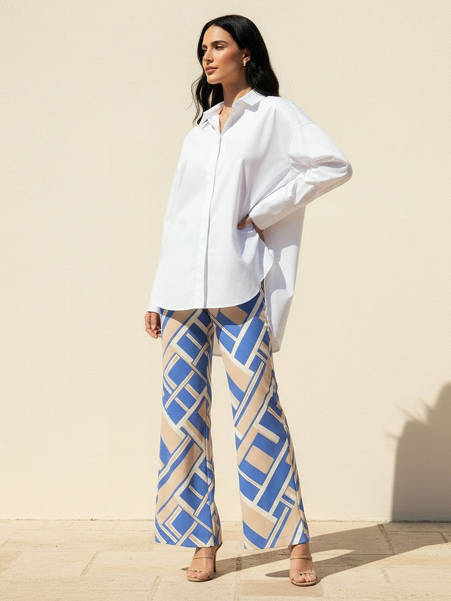 Oversized Poplin Shirt with High-Low Hem