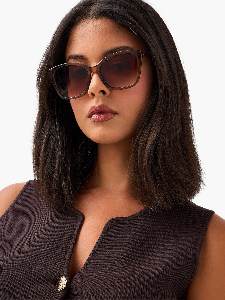 UV Protection Brown Lens Square Sunglasses
