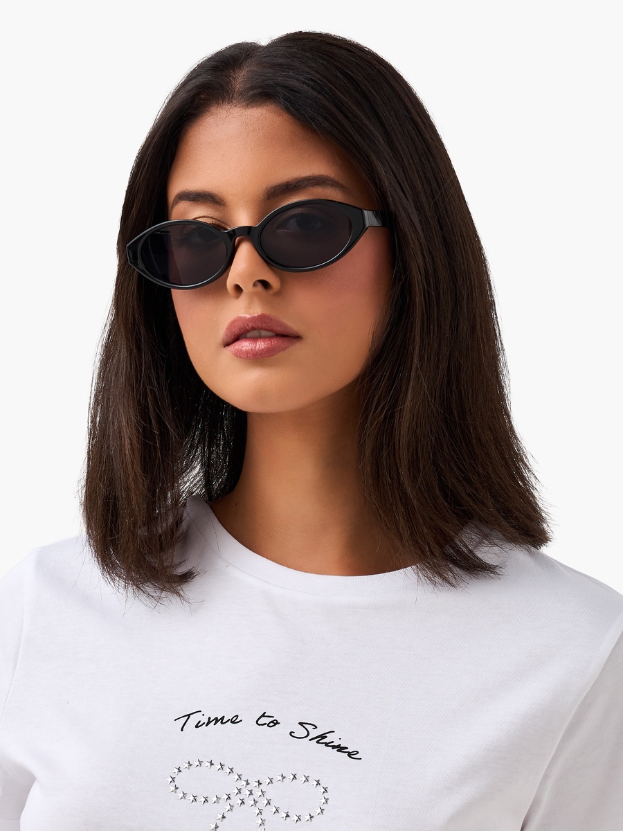 UV Protection Grey Lens Cat Eye Sunglasses