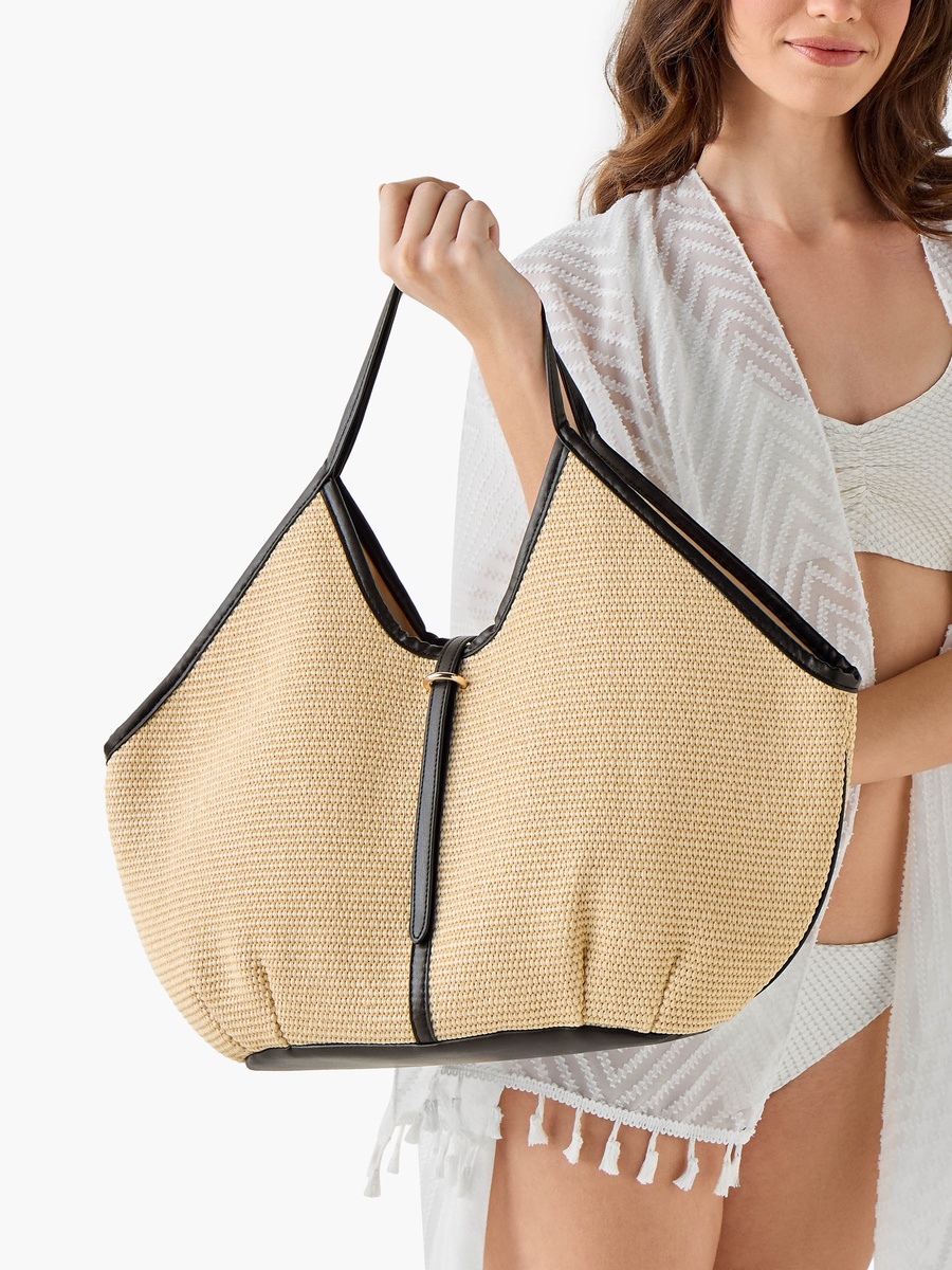Textured Tote Bag with Double Handle