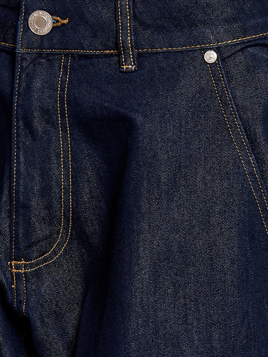 Mid-Rise Denim Cotton Culotte Shorts