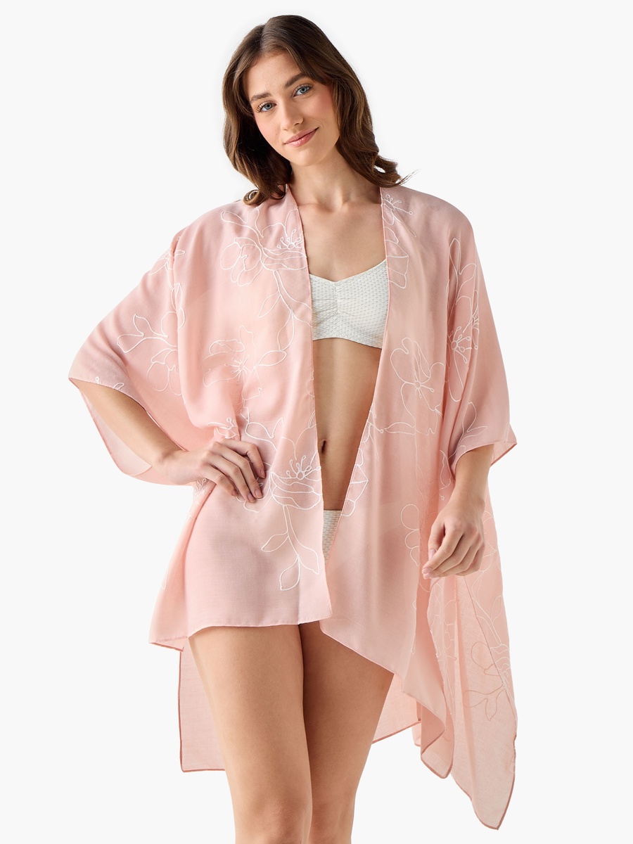 Pink Embroidered Cover-Up
