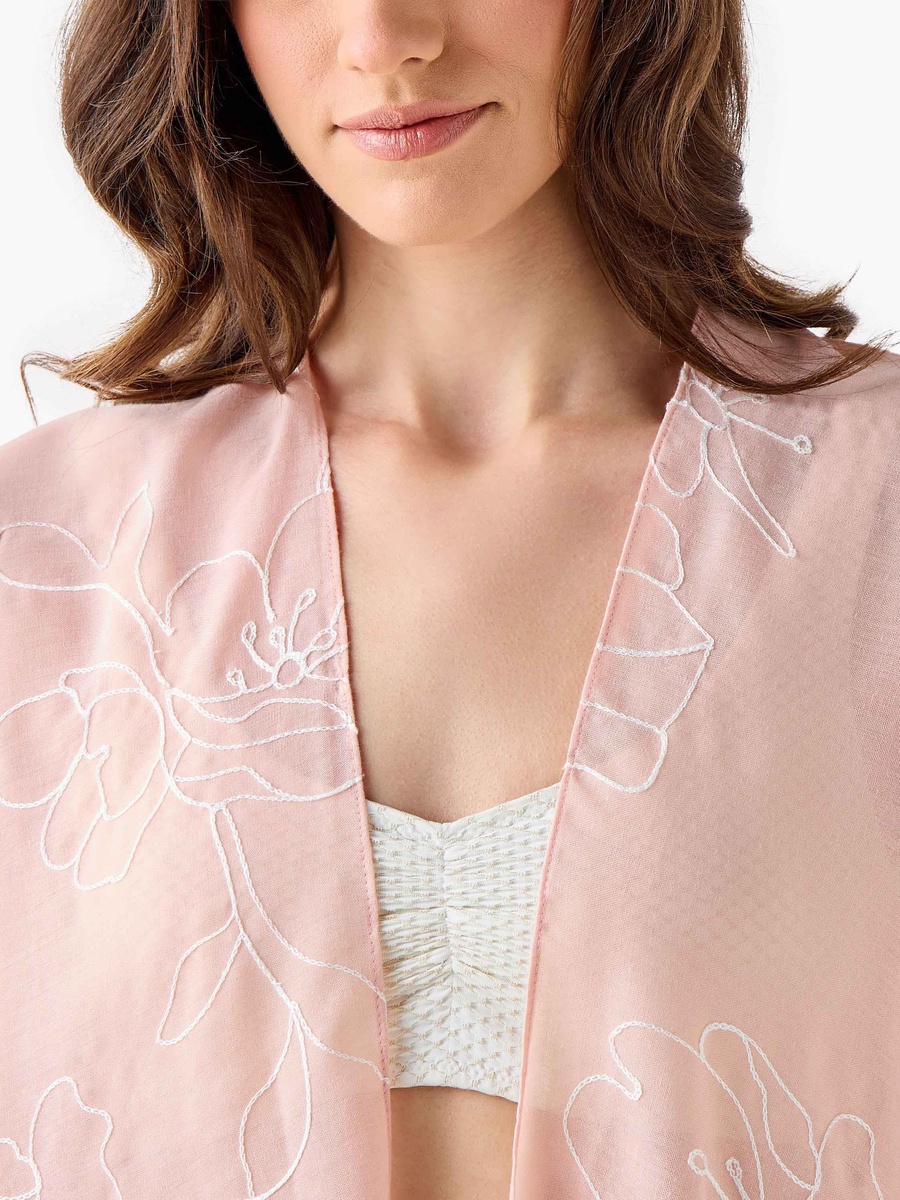 Pink Embroidered Cover-Up