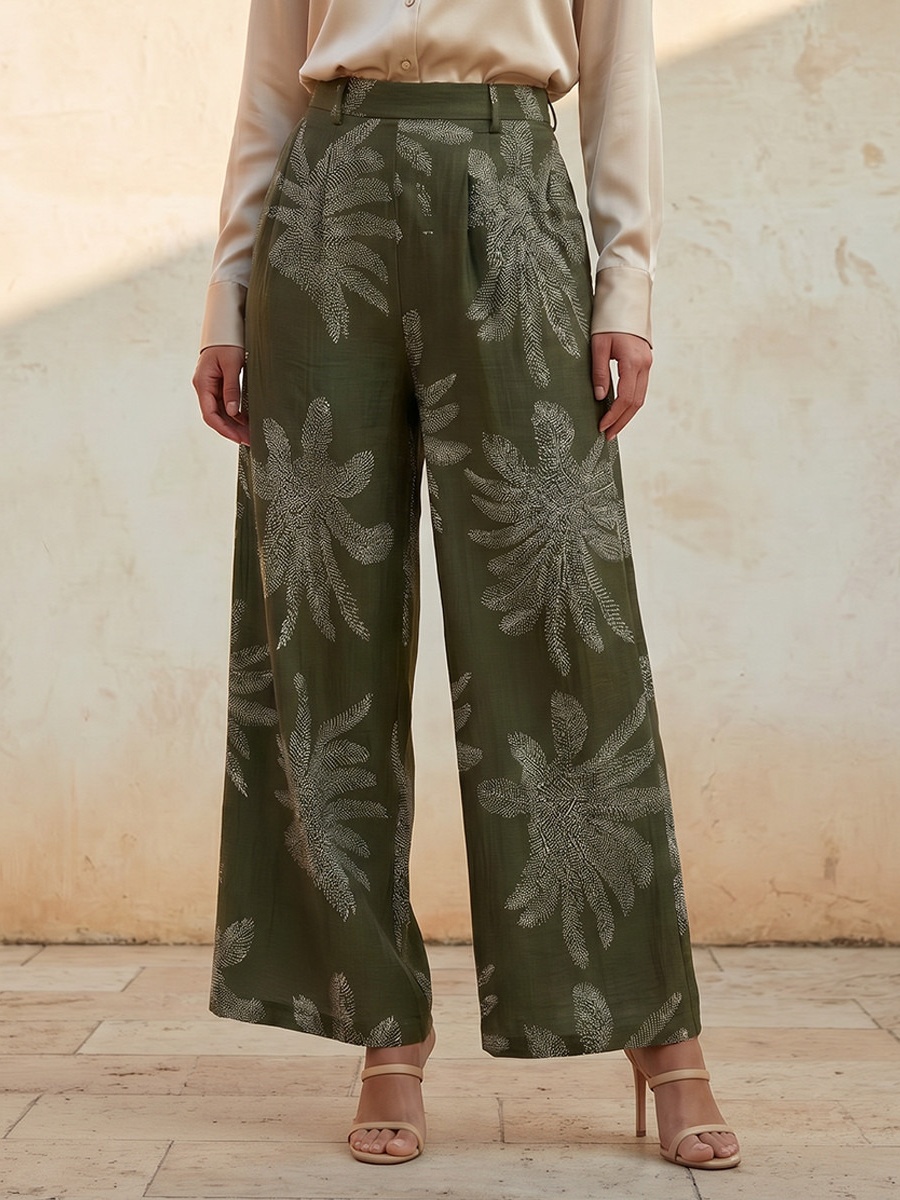 Printed Wide Leg Pants