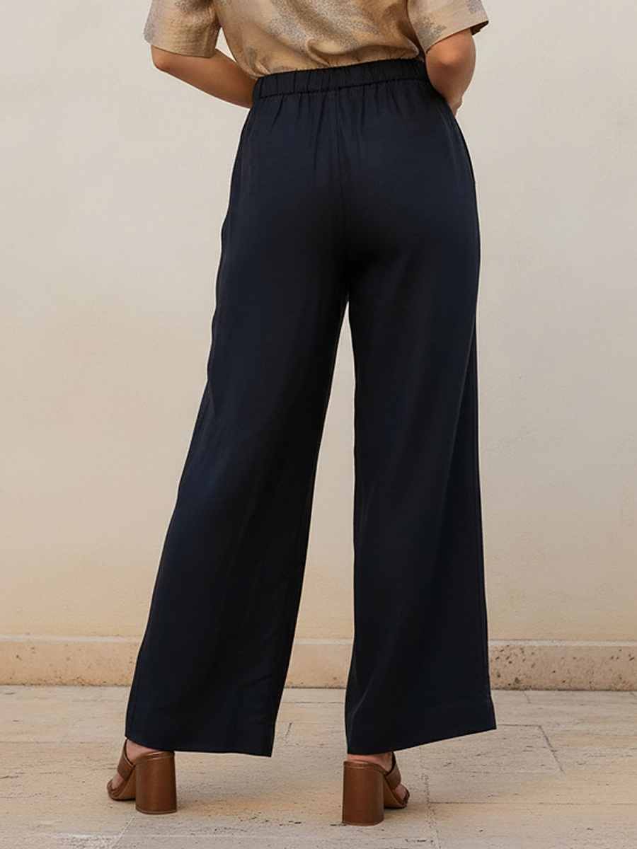 Relaxed Fit Tie-Up Detail Linen Blend Pants