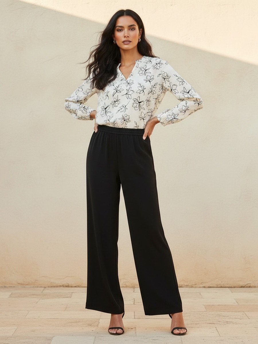 Straight Fit Elasticated Waist Pants
