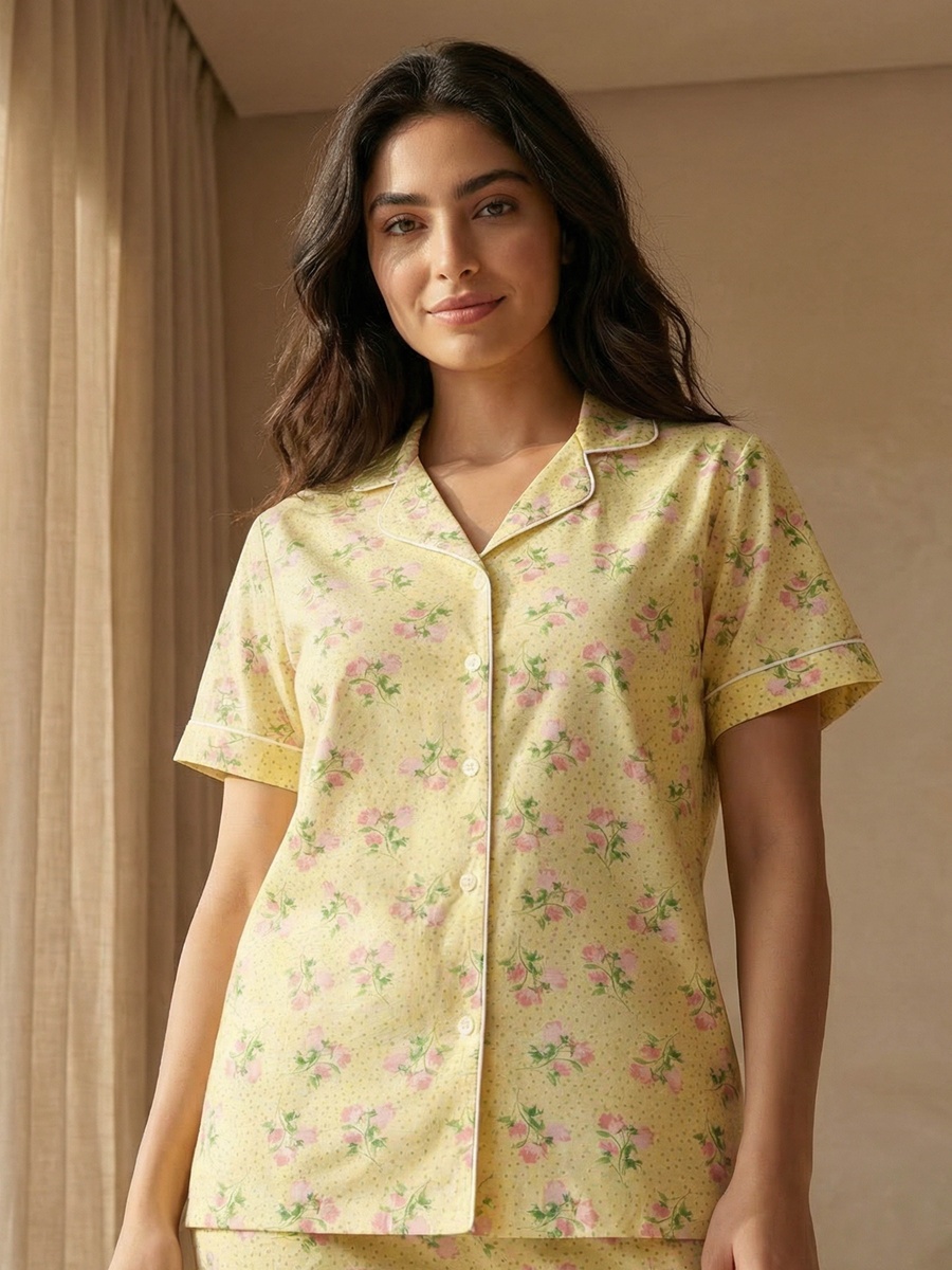 Pyjama Set with Button-Down Shirt and Pants