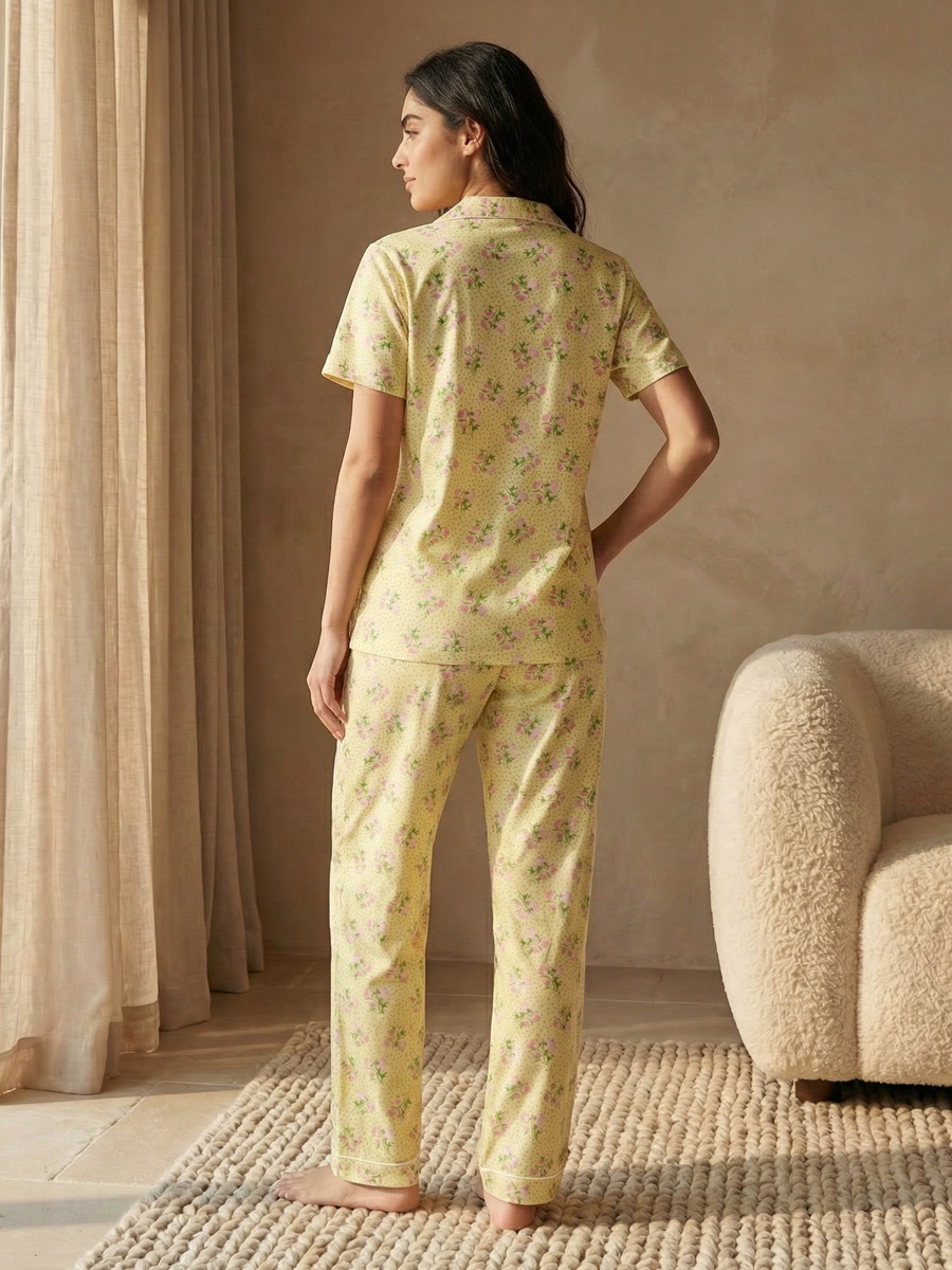 Pyjama Set with Button-Down Shirt and Pants