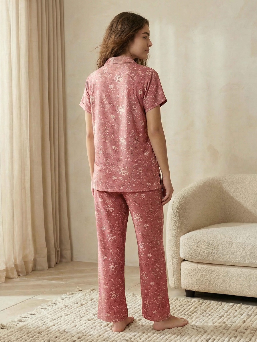 Pyjama Set with Viscose Top and Trousers