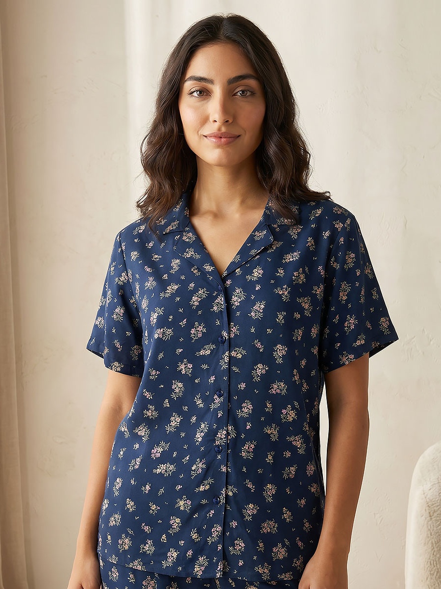 Pyjama Set with Viscose Button-Down Shirt and Trousers