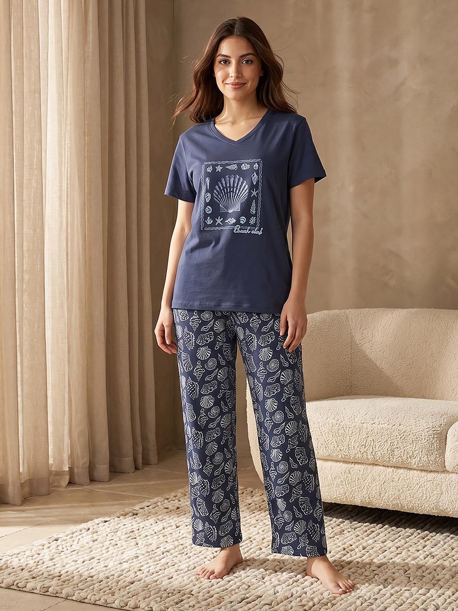 Pyjama Set with Cotton Top and Trousers