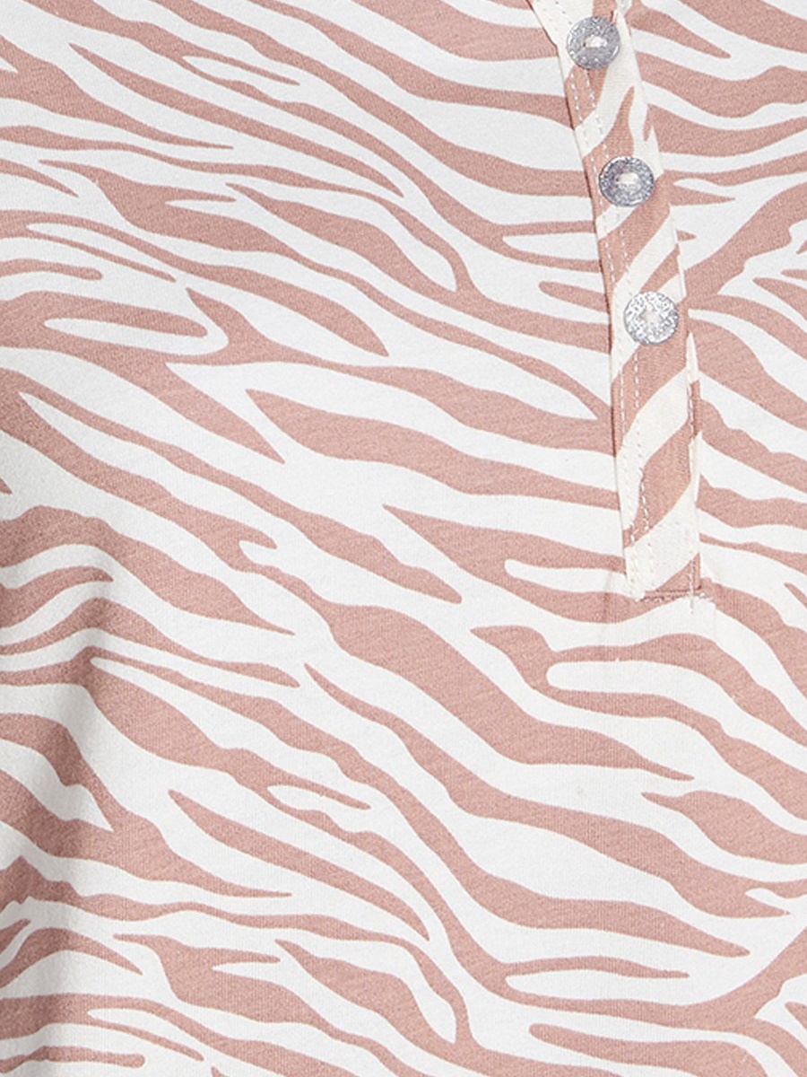Short Sleeves Cotton Knee Length Night Dress with Animal Print