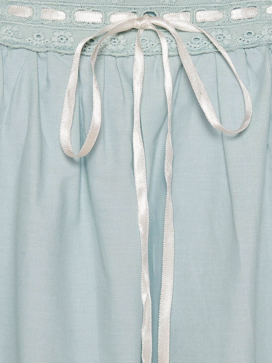 Sleeveless Ribbon Tie-Up Cotton Midi Night Dress