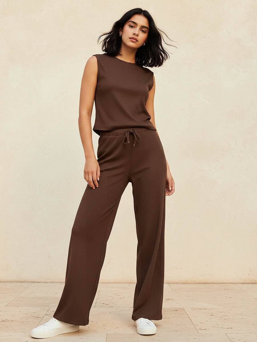 Full Length Pants with Textured Design