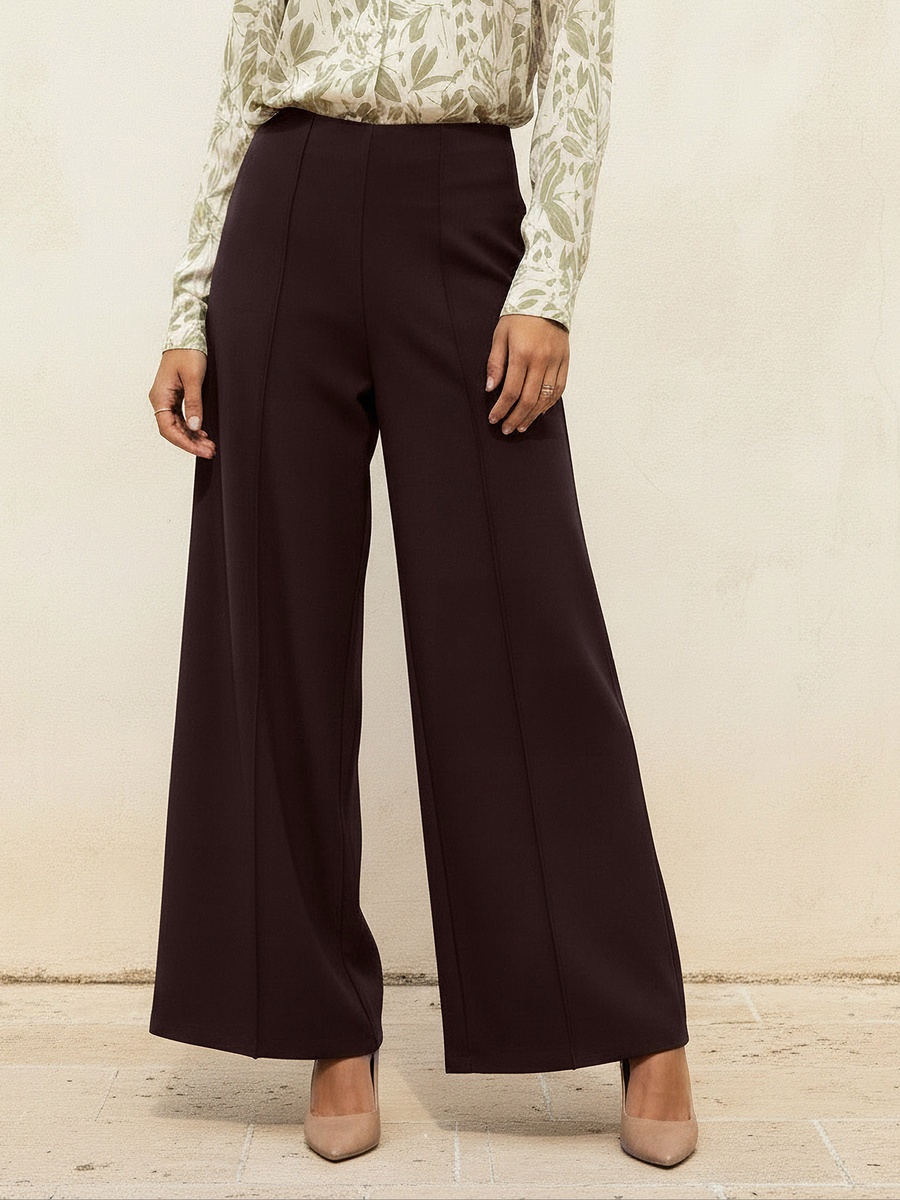Full Length Ponte Wide-Leg Pants