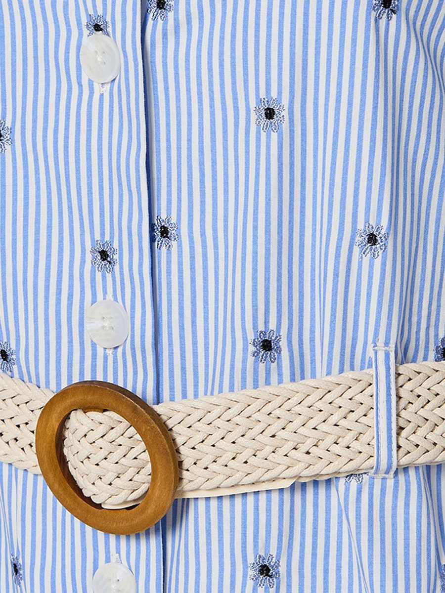 Striped Cotton Shirt Dress with Belt