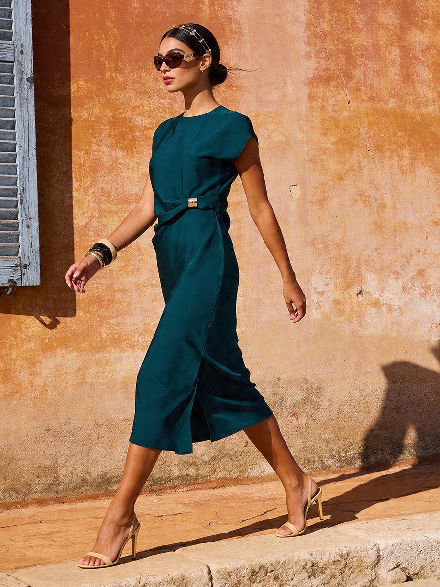 Midi Dress with Ruched Detail