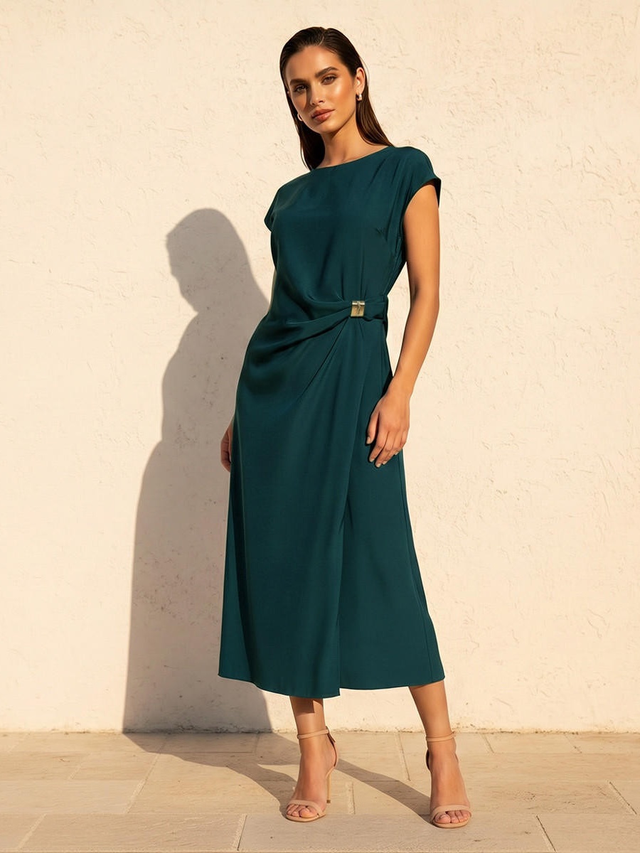 Midi Dress with Ruched Detail