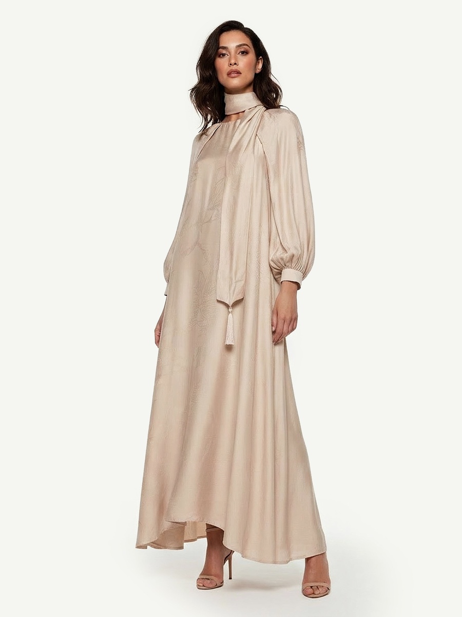 A-Line Maxi Dress with Volume Sleeves