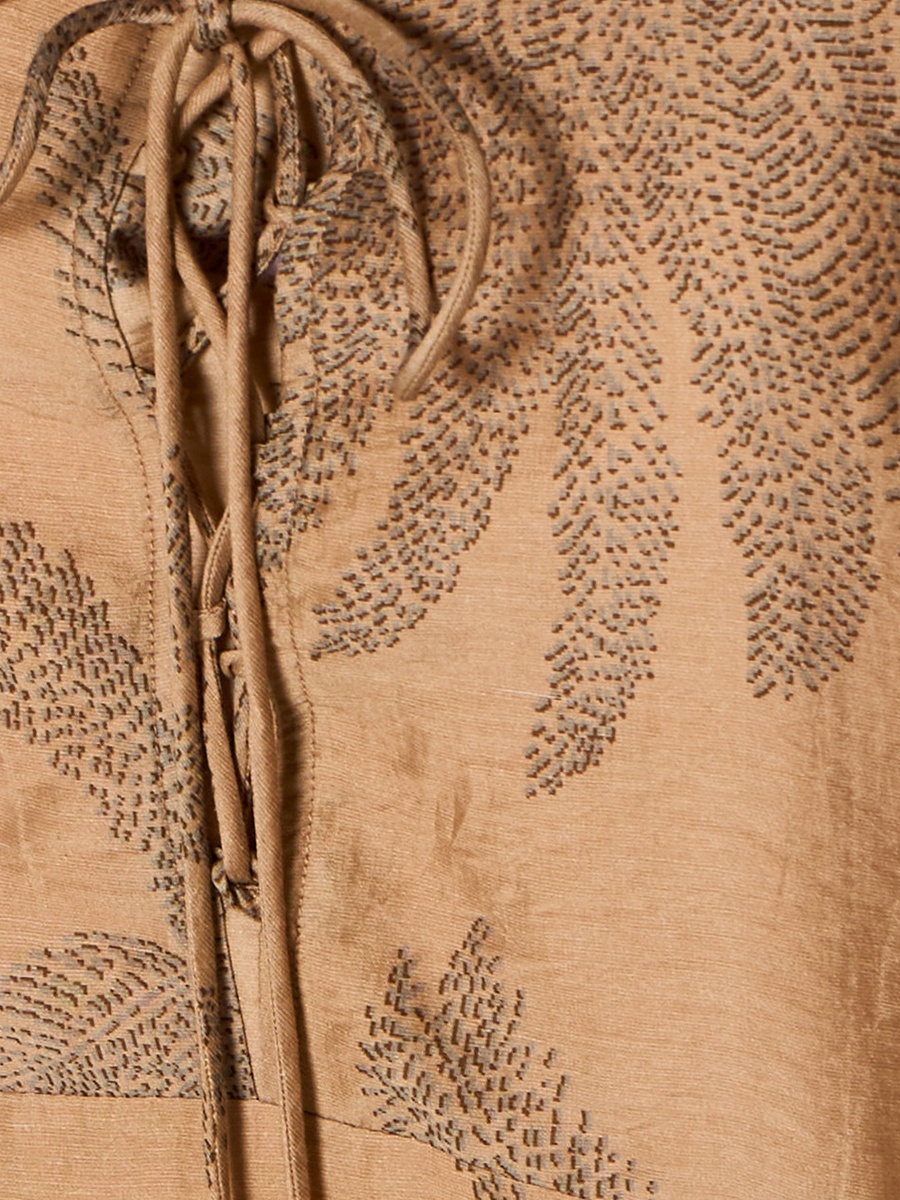 A-Line Midi Dress with Leaf Print
