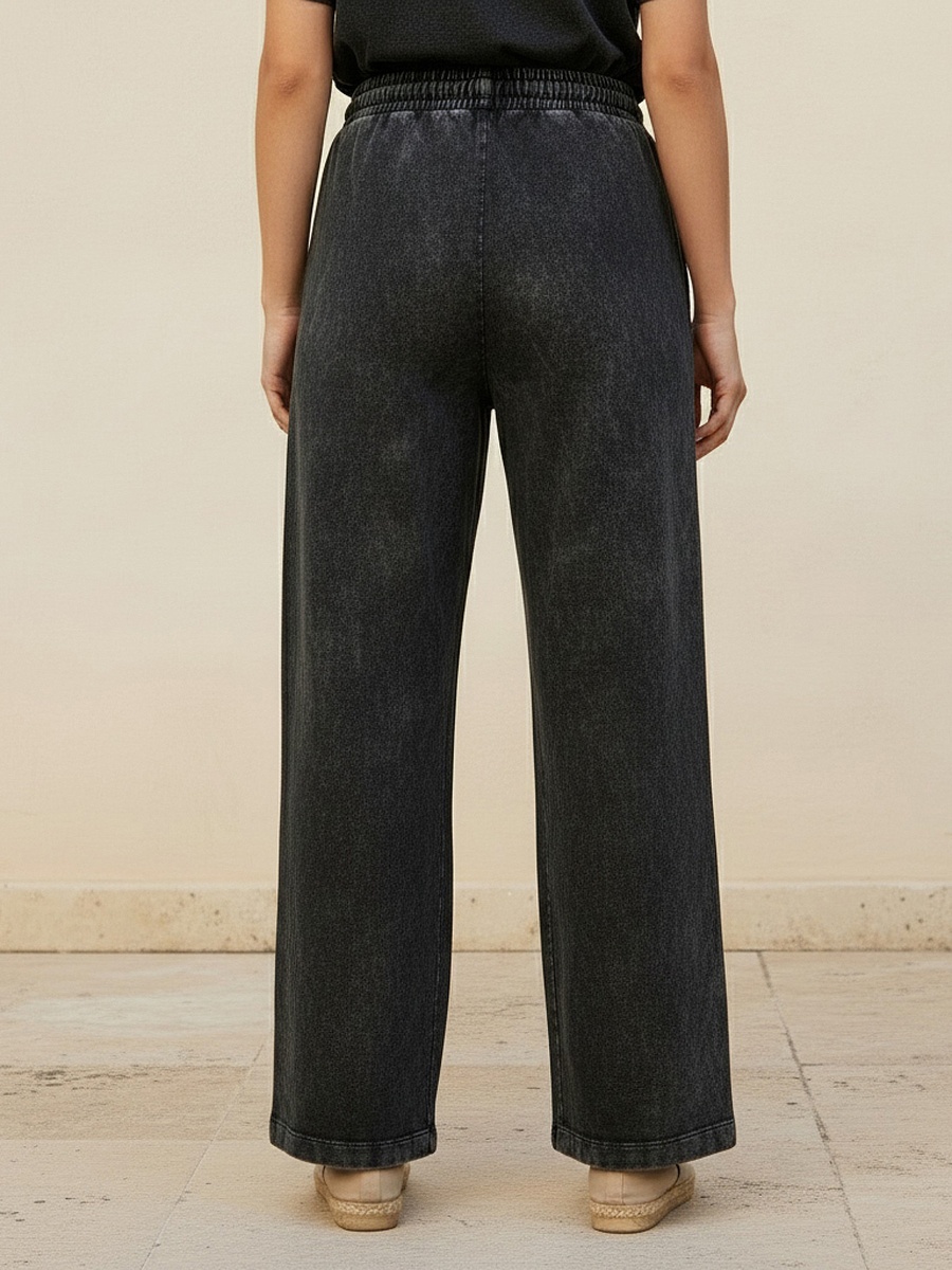 Wide Leg Cotton Joggers with Pockets