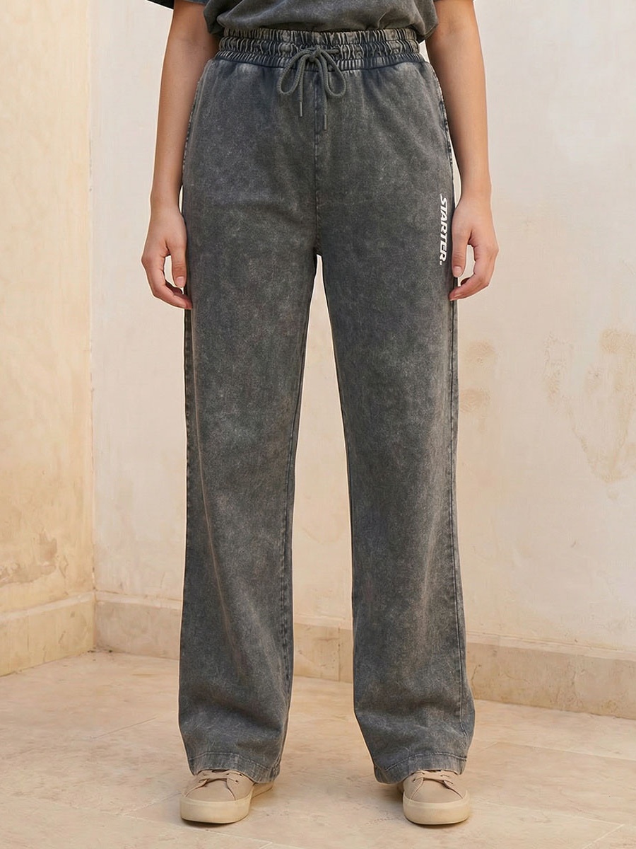 Wide Leg Cotton Joggers with Pockets