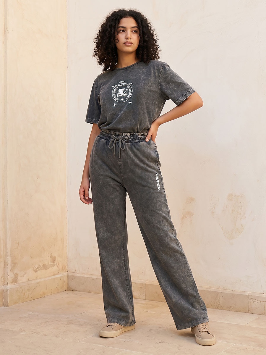 Wide Leg Cotton Joggers with Pockets
