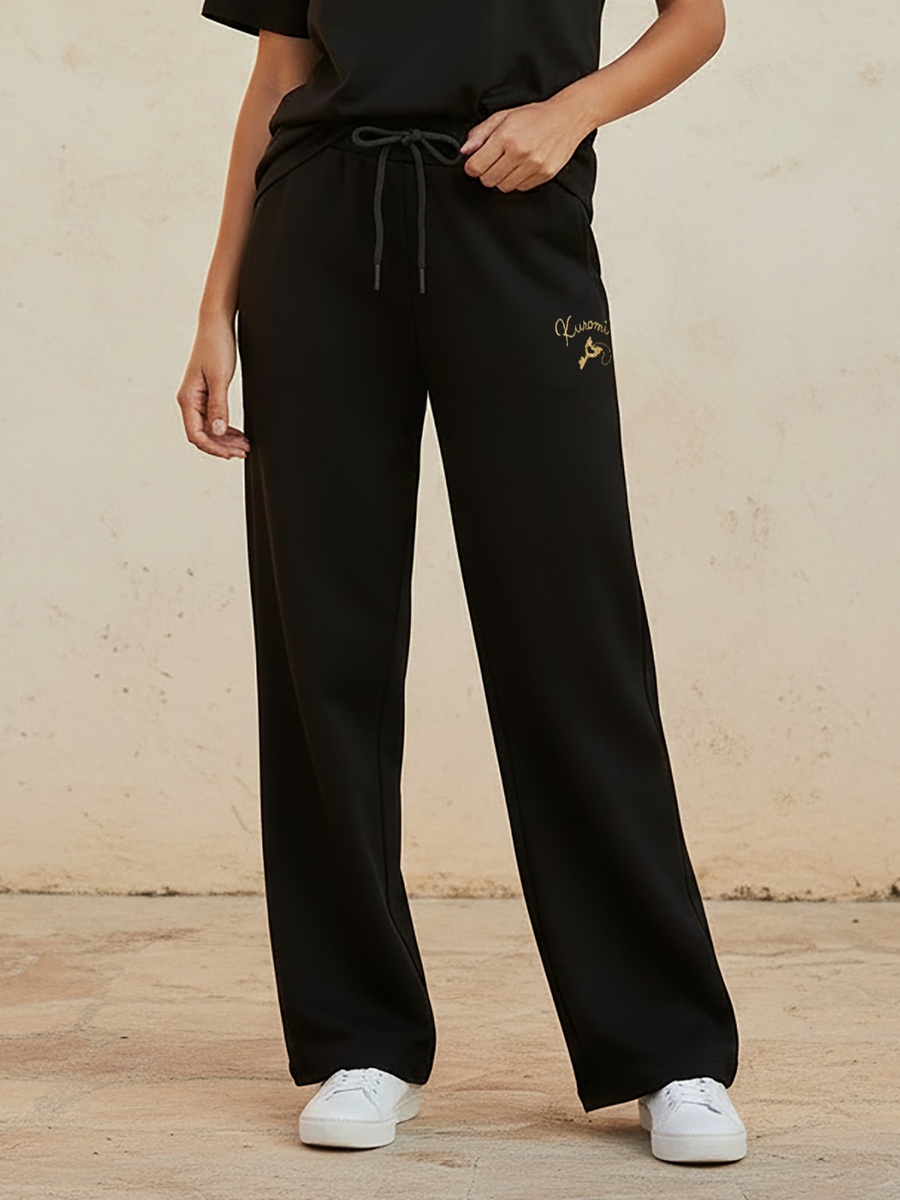 Relaxed Fit Pants with Kuromi Embroidery