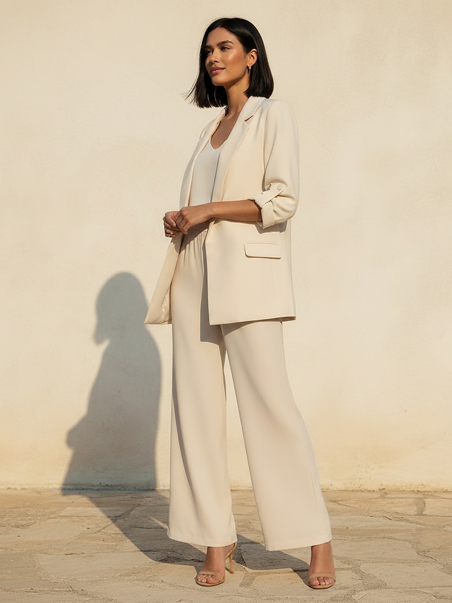 Longline Blazer with Rolled Cuff