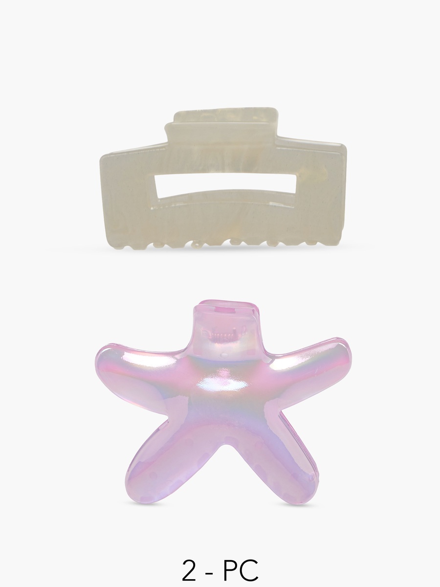 Pack of 2 Assorted Hair Clamp with Glossy Finish