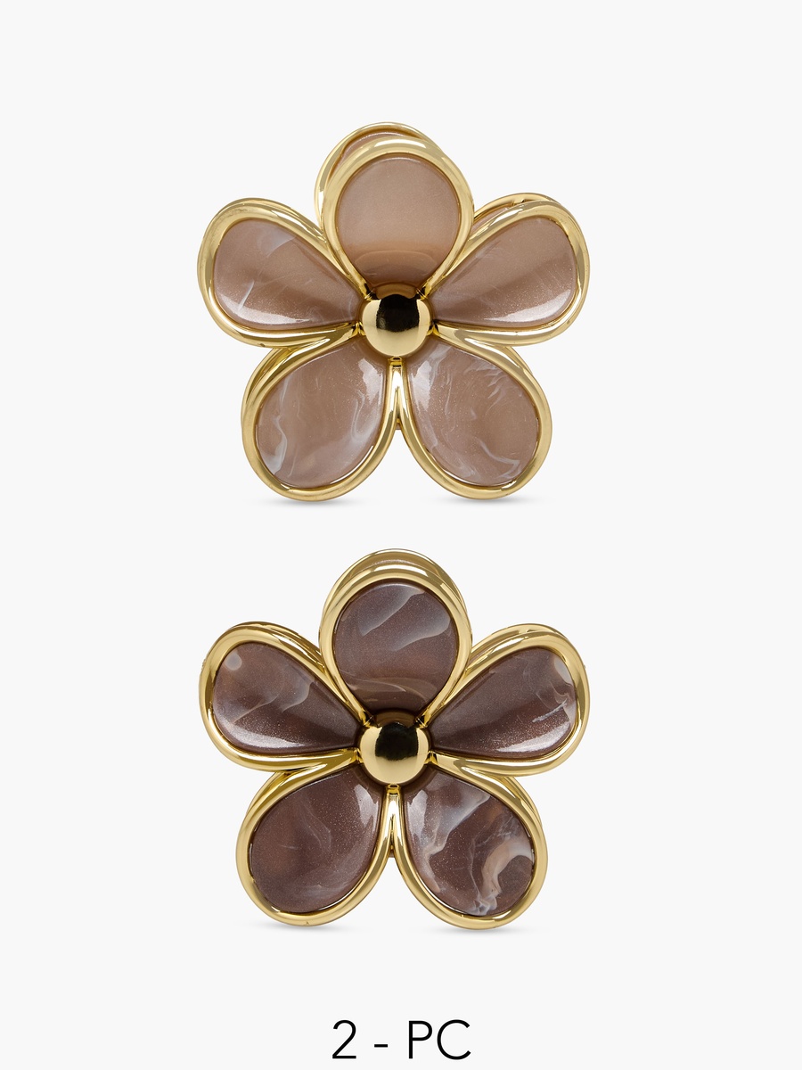 Pack of 2 Floral Hair Clamp with Glossy Finish