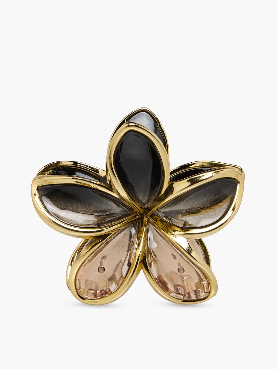Pack of 2 Floral Hair Clamp with Metallic Trim