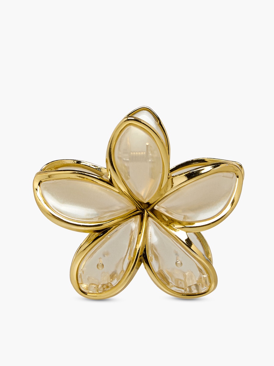 Pack of 2 Floral Hair Clamp with Metallic Trim