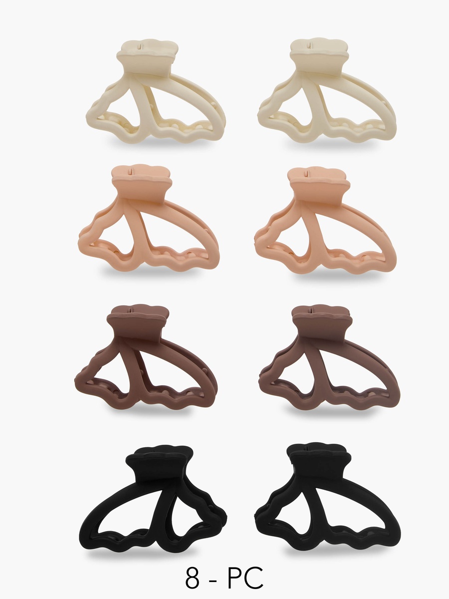 Pack of 8 Butterfly Hair Clamp with Matte Finish
