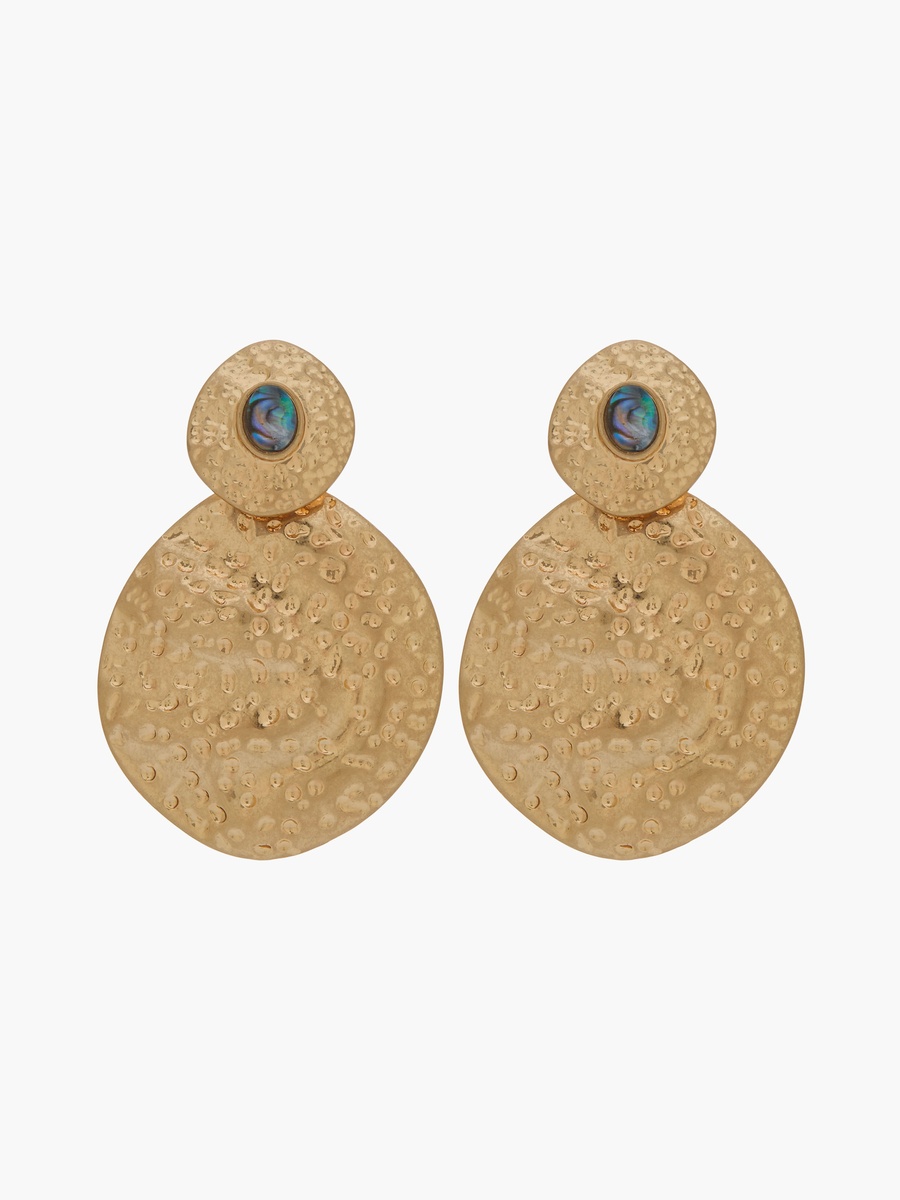 Gold Tone Textured Drop Earrings with Pushback Closure