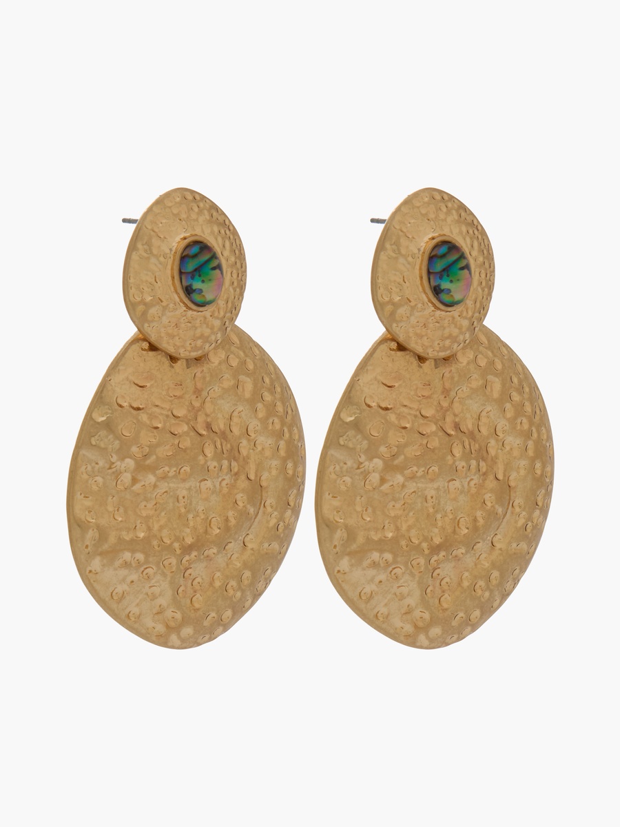 Gold Tone Textured Drop Earrings with Pushback Closure