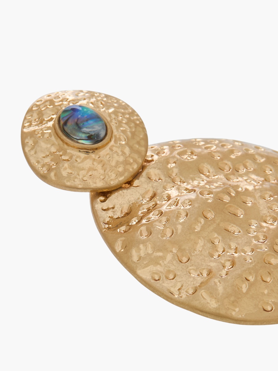 Gold Tone Textured Drop Earrings with Pushback Closure