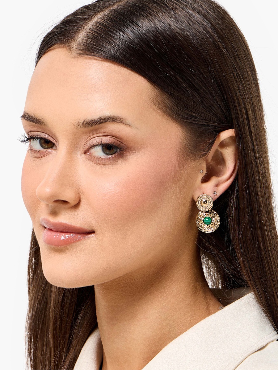 Gold Tone Dangler Earrings with Pushback Closure