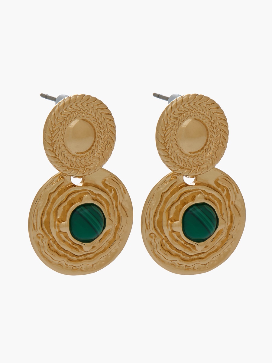 Gold Tone Dangler Earrings with Pushback Closure