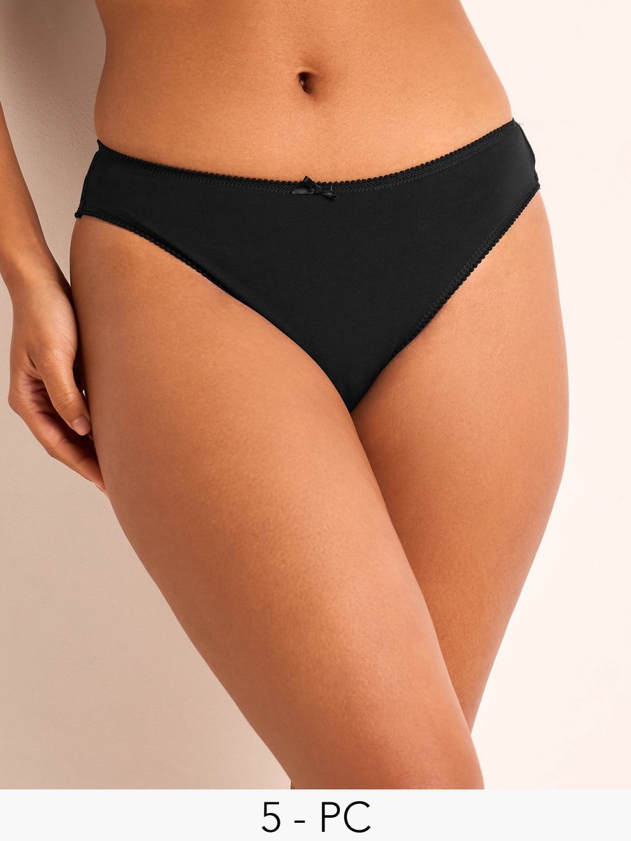 Set of 5 - Bikini Briefs with Lace Trim