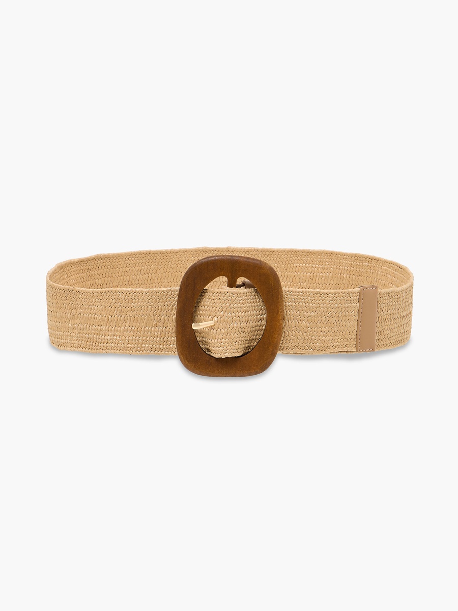 Raffia Belt with Pin Buckle Closure