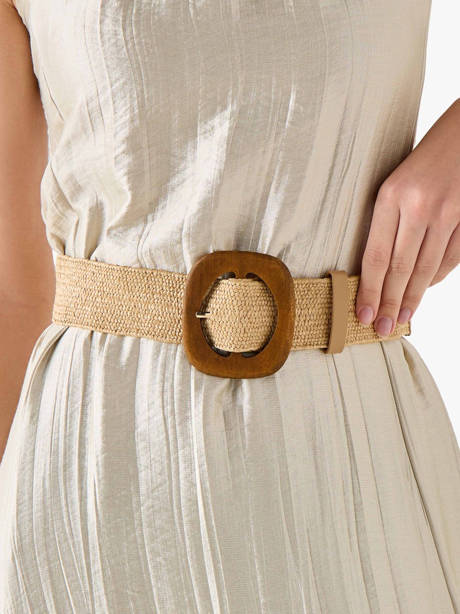 Raffia Belt with Pin Buckle Closure